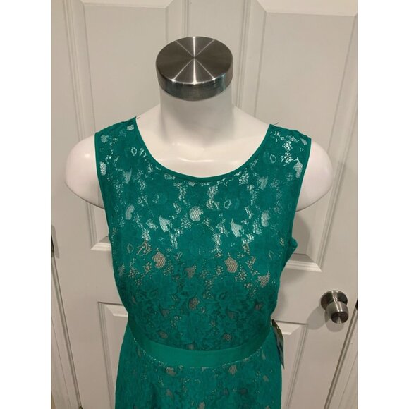 BCBG Max Azria Ultra Green Floral Lace Alice Sheath Dress Size 4 - Picture 2 of 7